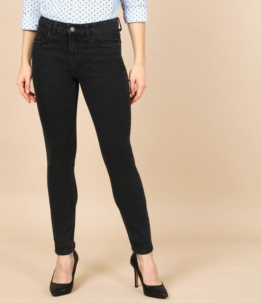 Black  Women Skinny High Rise White Jeans