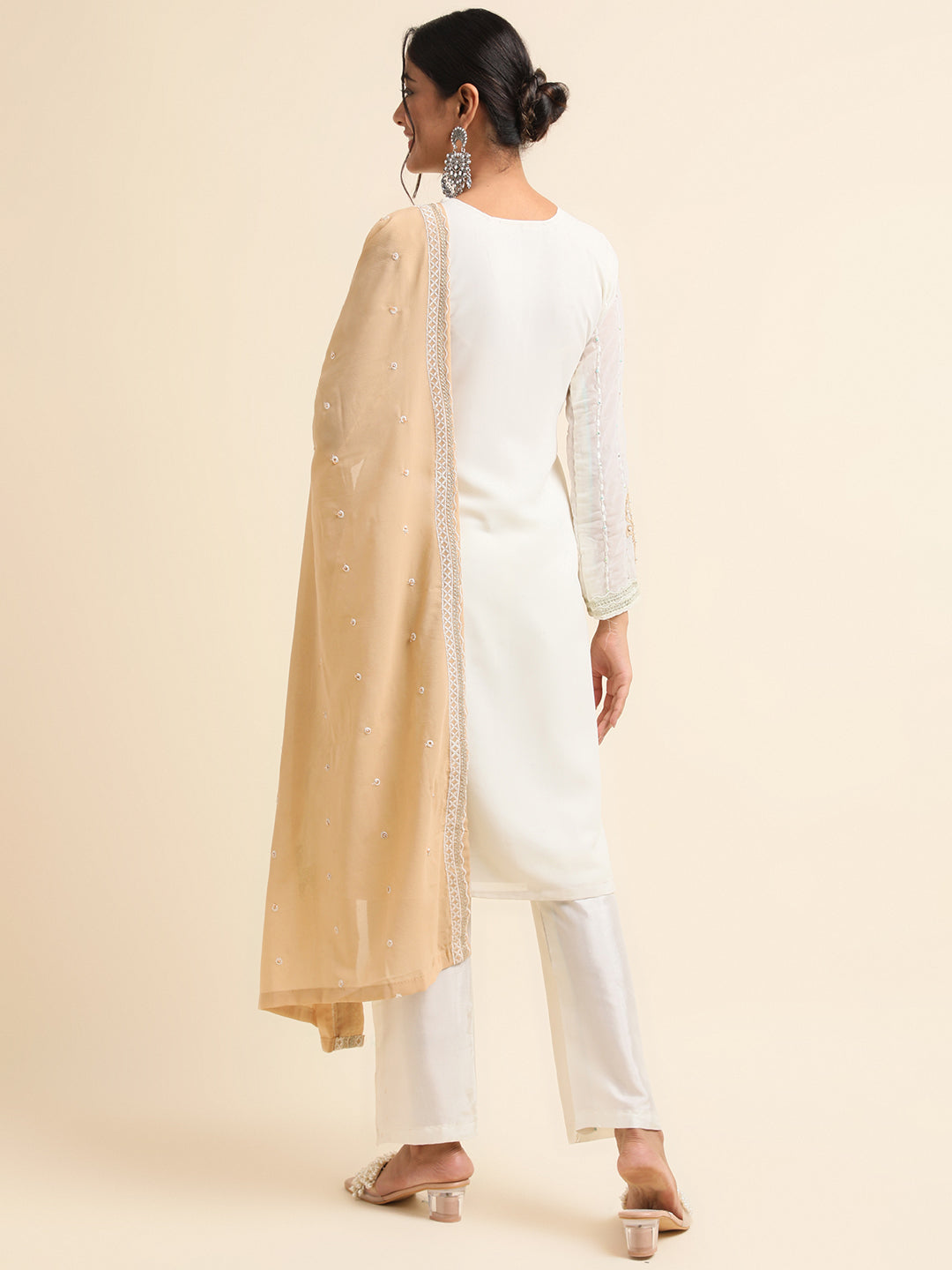 Embrace Timeless Elegance with Off-White Pakistani Suit