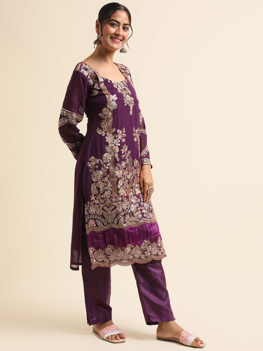 Elevate Your Style with Purple Modern Pakistani Suit