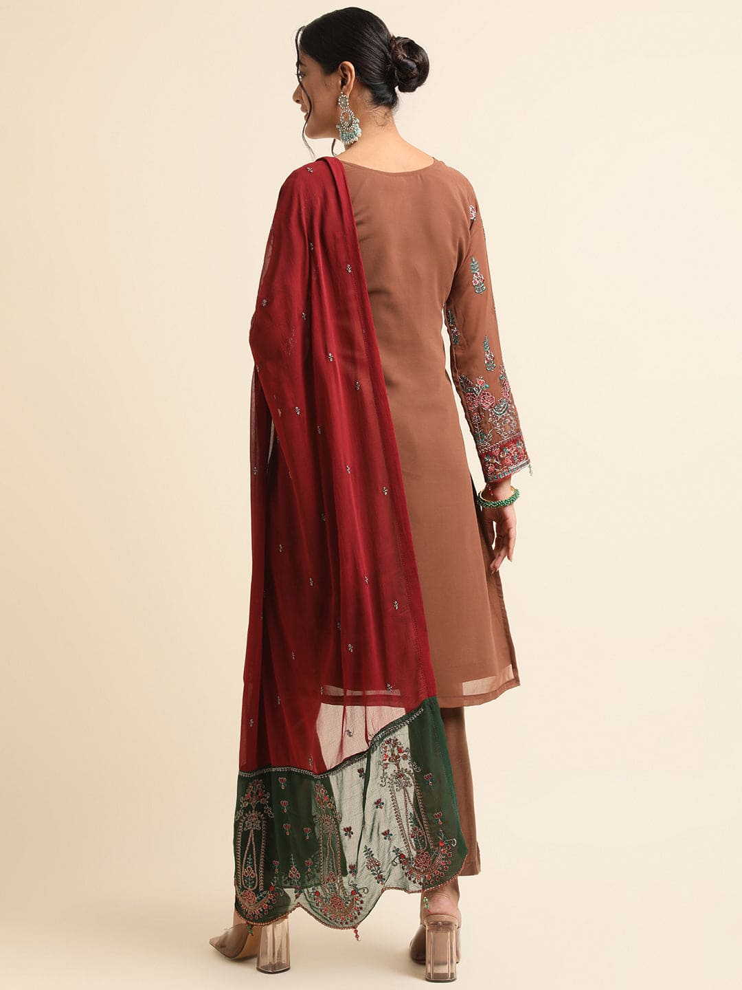 Embrace Elegance with Brown Pakistani Suit for Women