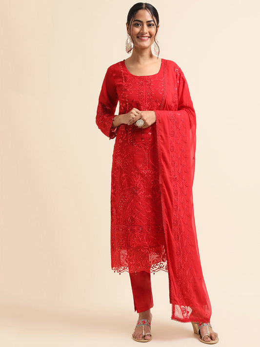 Pakistani Suit for Women: Ravishing Red Ensemble