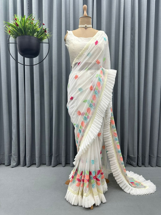 New Beautiful Ruffle Designer Saree