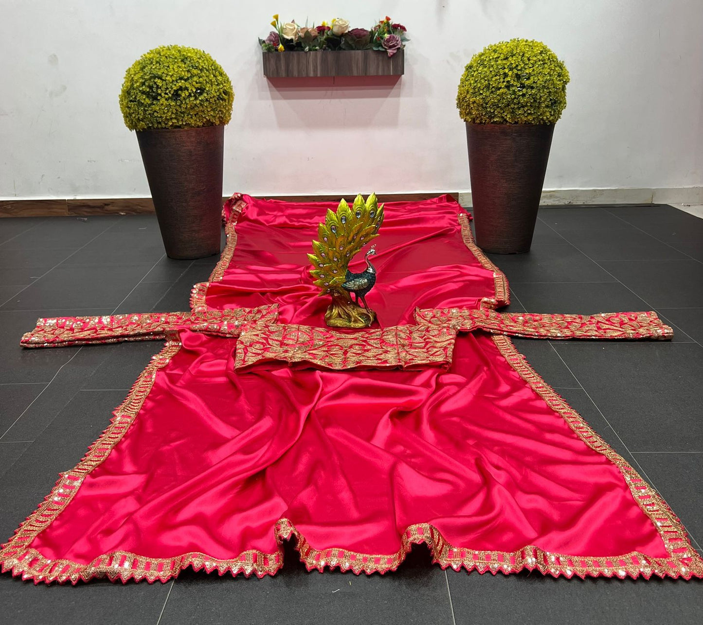 Beautiful Designer  premium Japan satin silk Saree