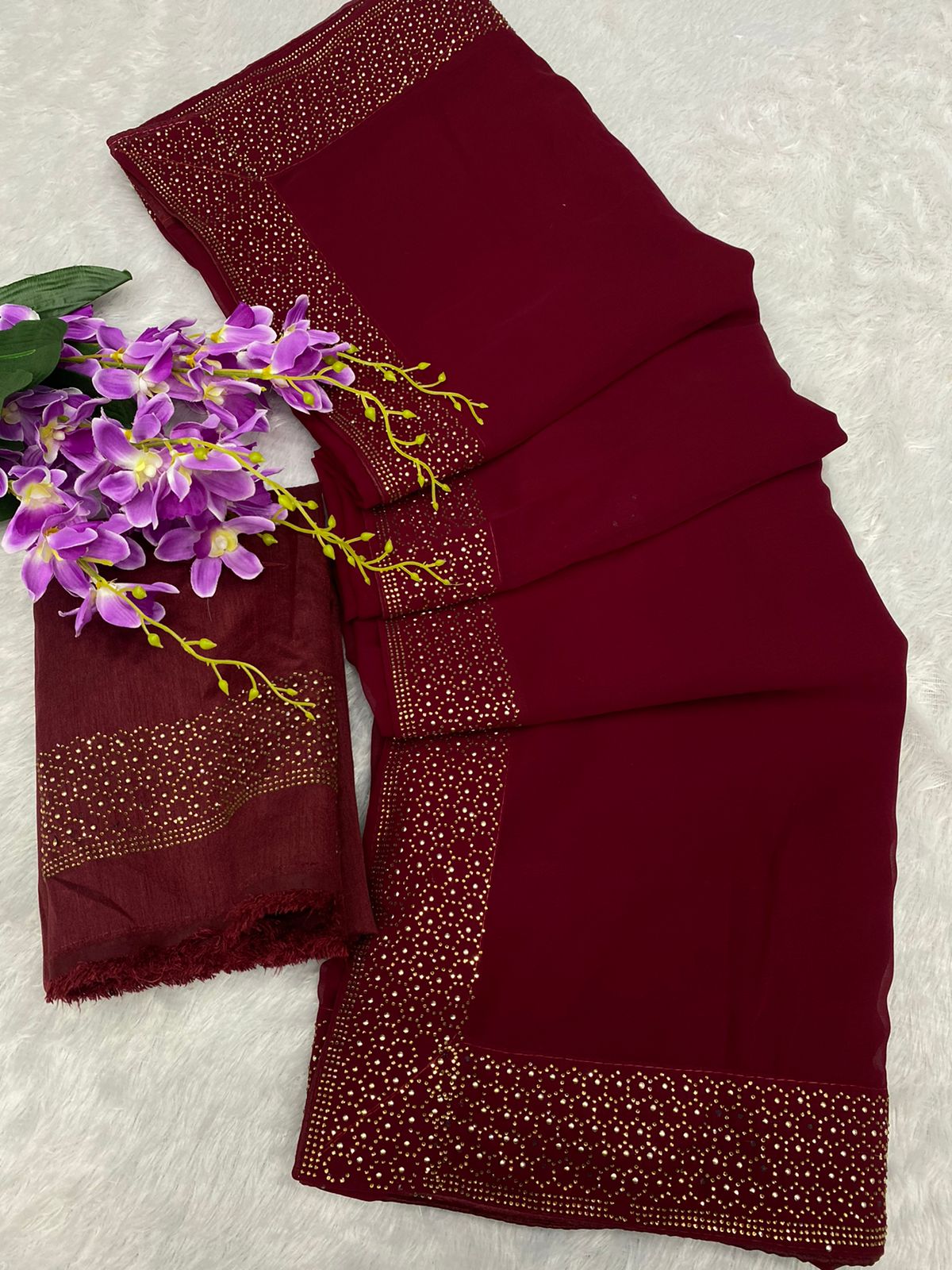 Soft Georgette Saree With Designer Swaroski Work Saree