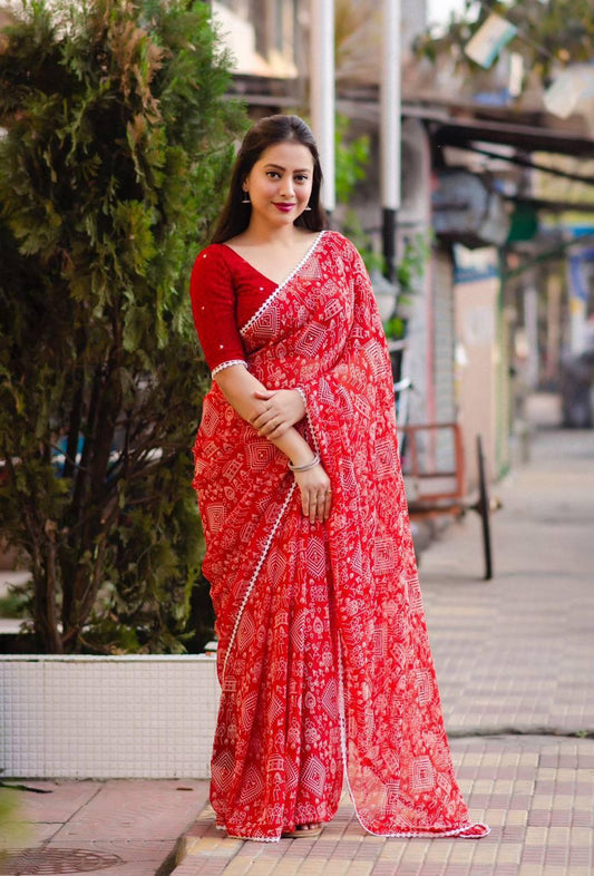 Printed Weightless Georgette Saree With Blouse
