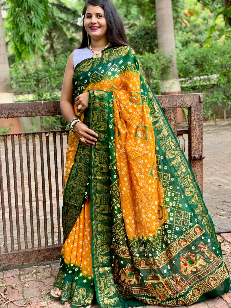 Pure Bandhej silk  Saree