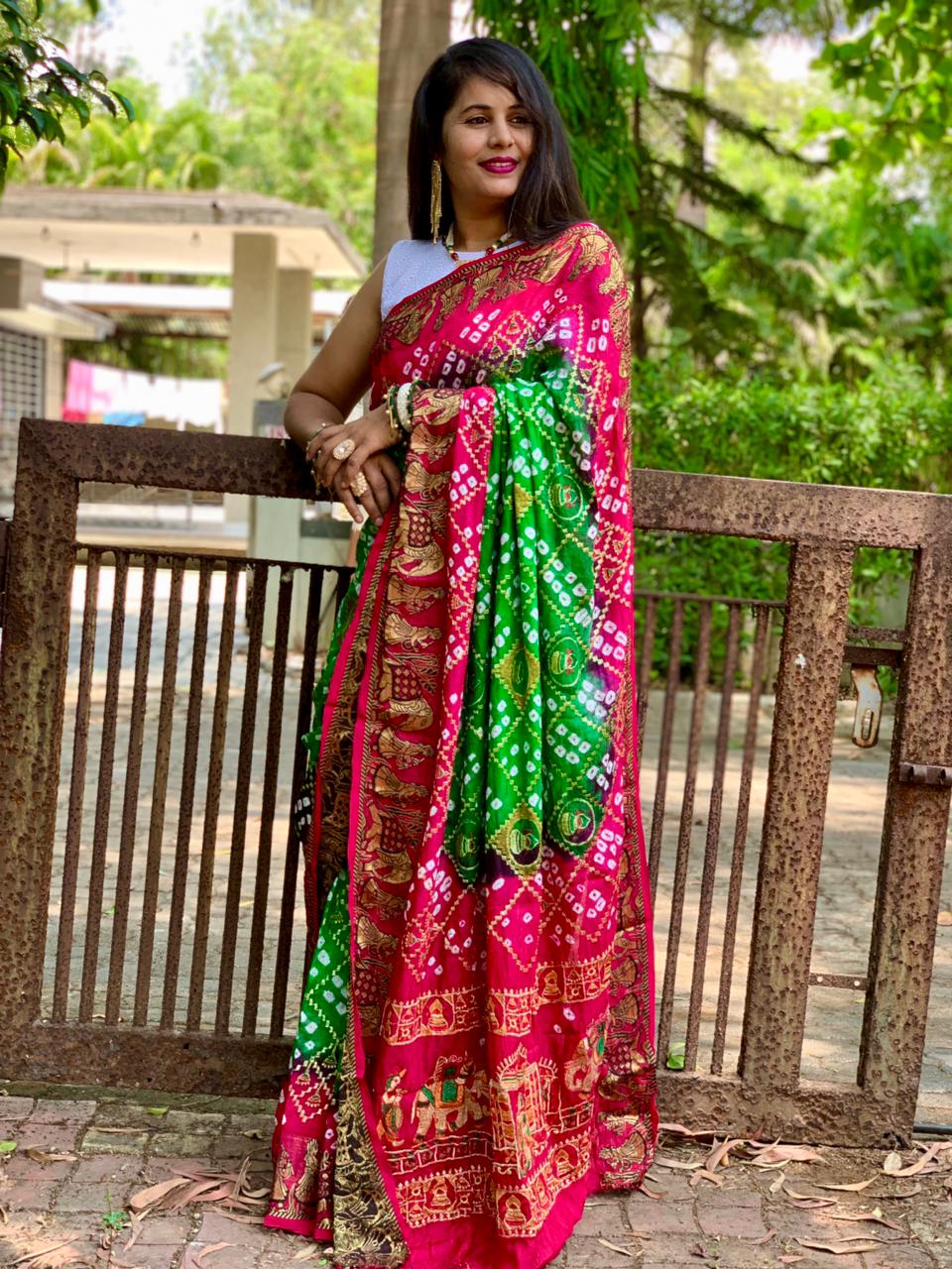 Pure Bandhej silk  Saree