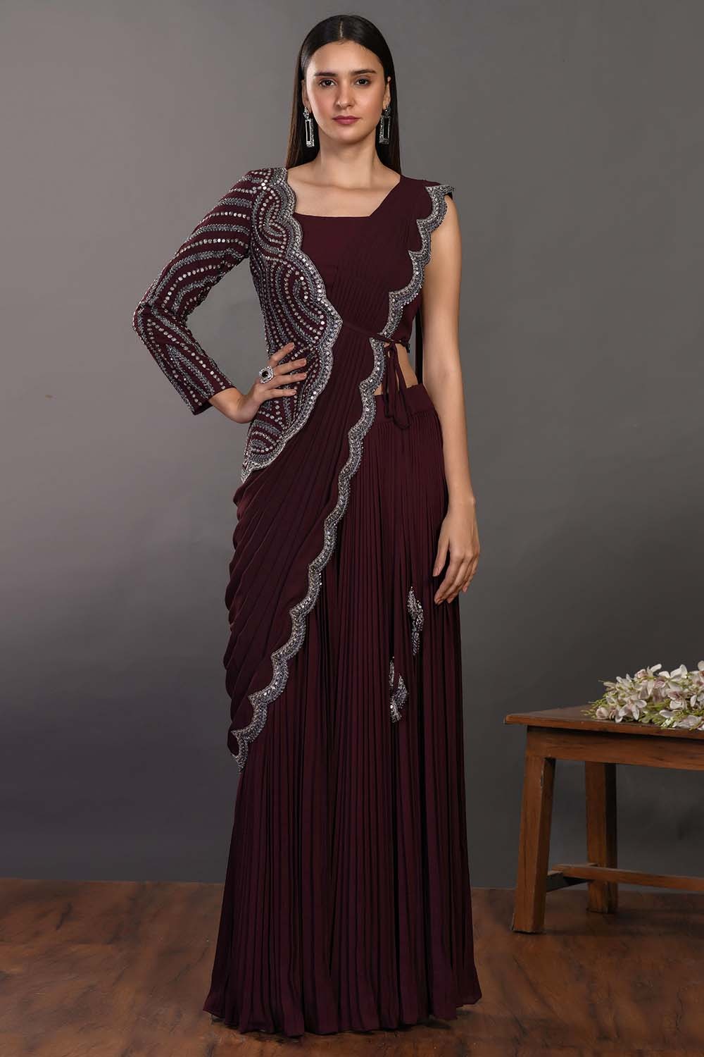 Georgette Pre-draped Palazzo Saree Set