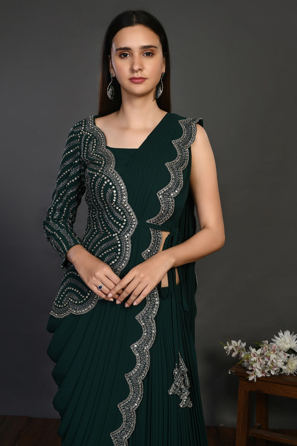 Georgette Pre-draped Palazzo Saree Set