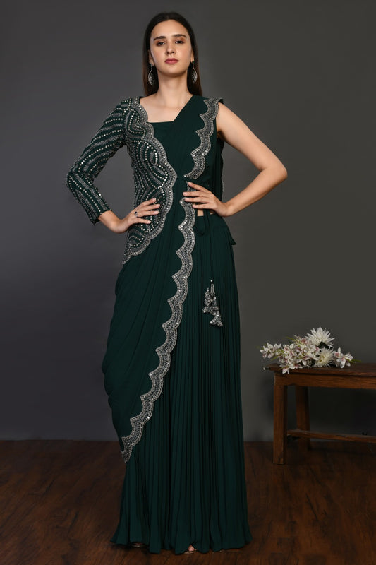 Georgette Pre-draped Palazzo Saree Set