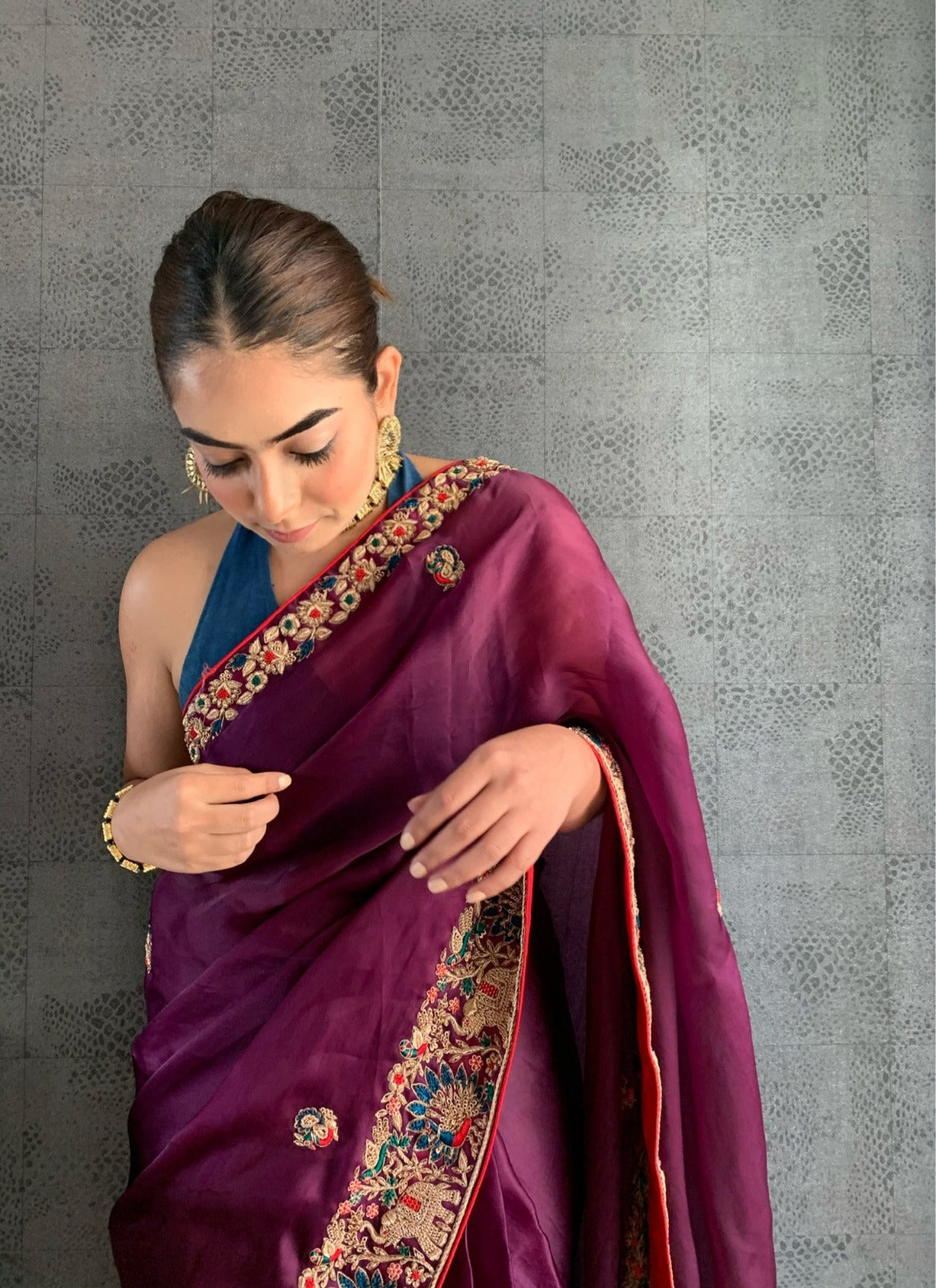 Heavy Kasturi Silk Georget Saree