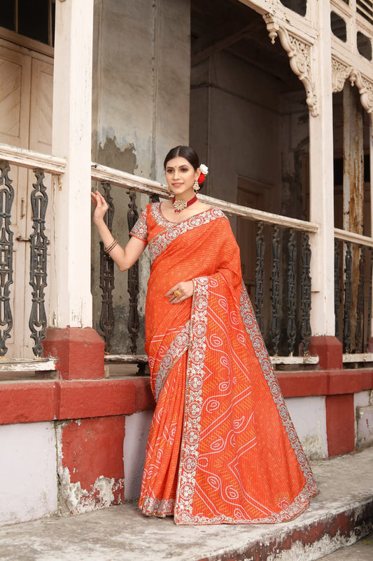 Vichitra Silk with Beautiful Sequence work saree