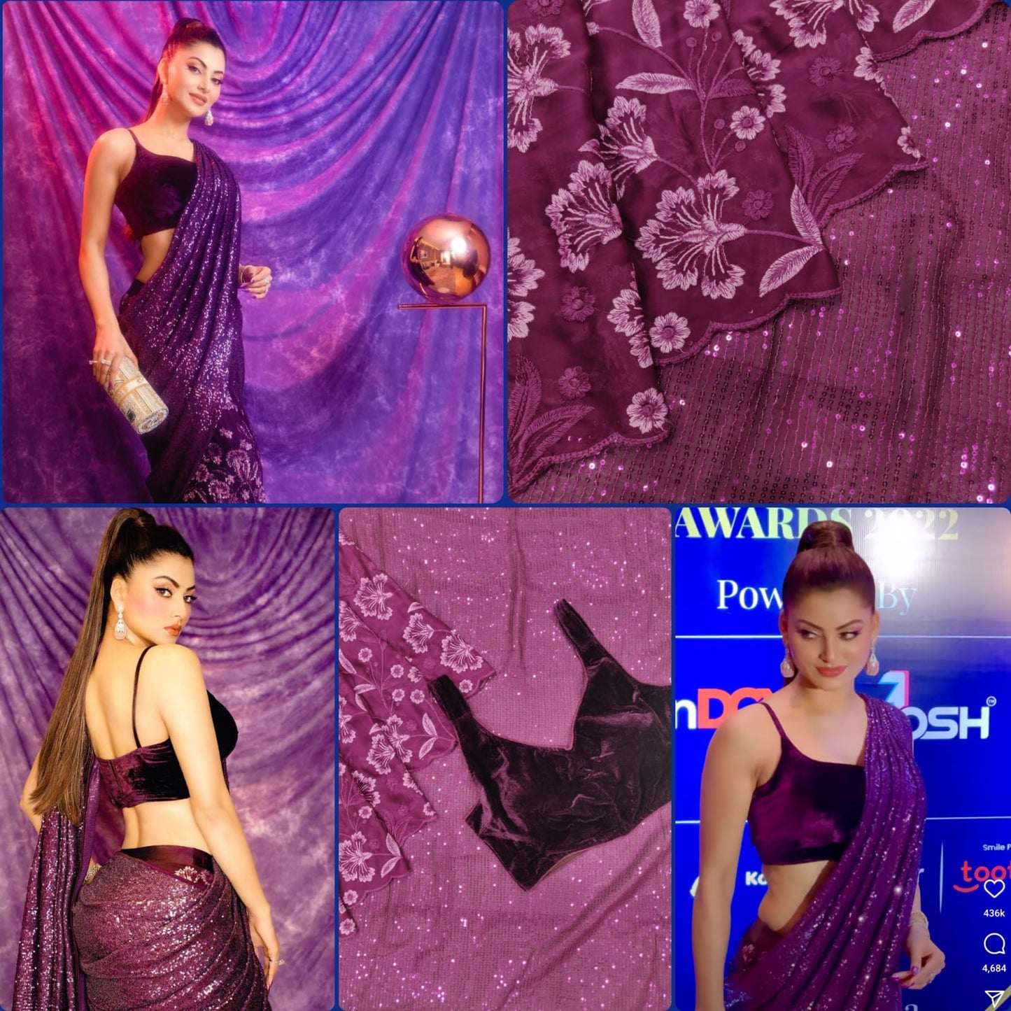 Paisley,  Embellished, Applique Bollywood 9000 Velvet Saree