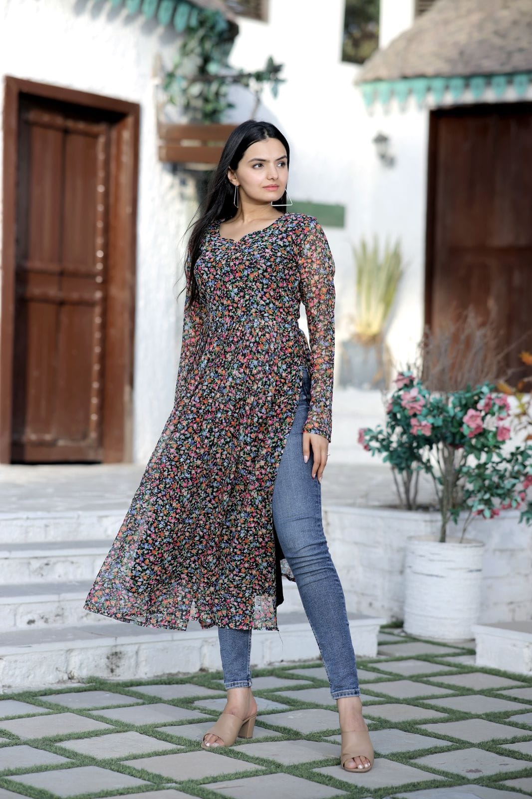 Cotton Floral Printed Kurti