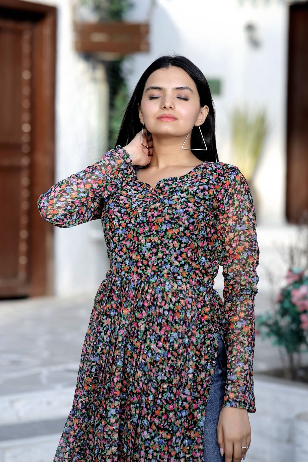 Cotton Floral Printed Kurti