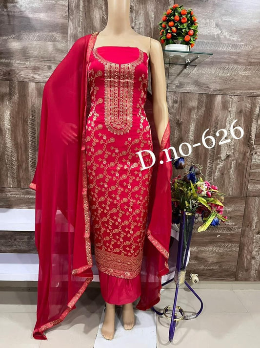 Embroidered  Original   Banarasi Silk Suits