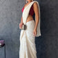 Georgette Saree With Thread Embroidery In Off White For Party