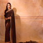 Chocolate Brown embroidered saree