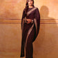 Chocolate Brown embroidered saree