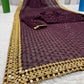 Chocolate Brown embroidered saree