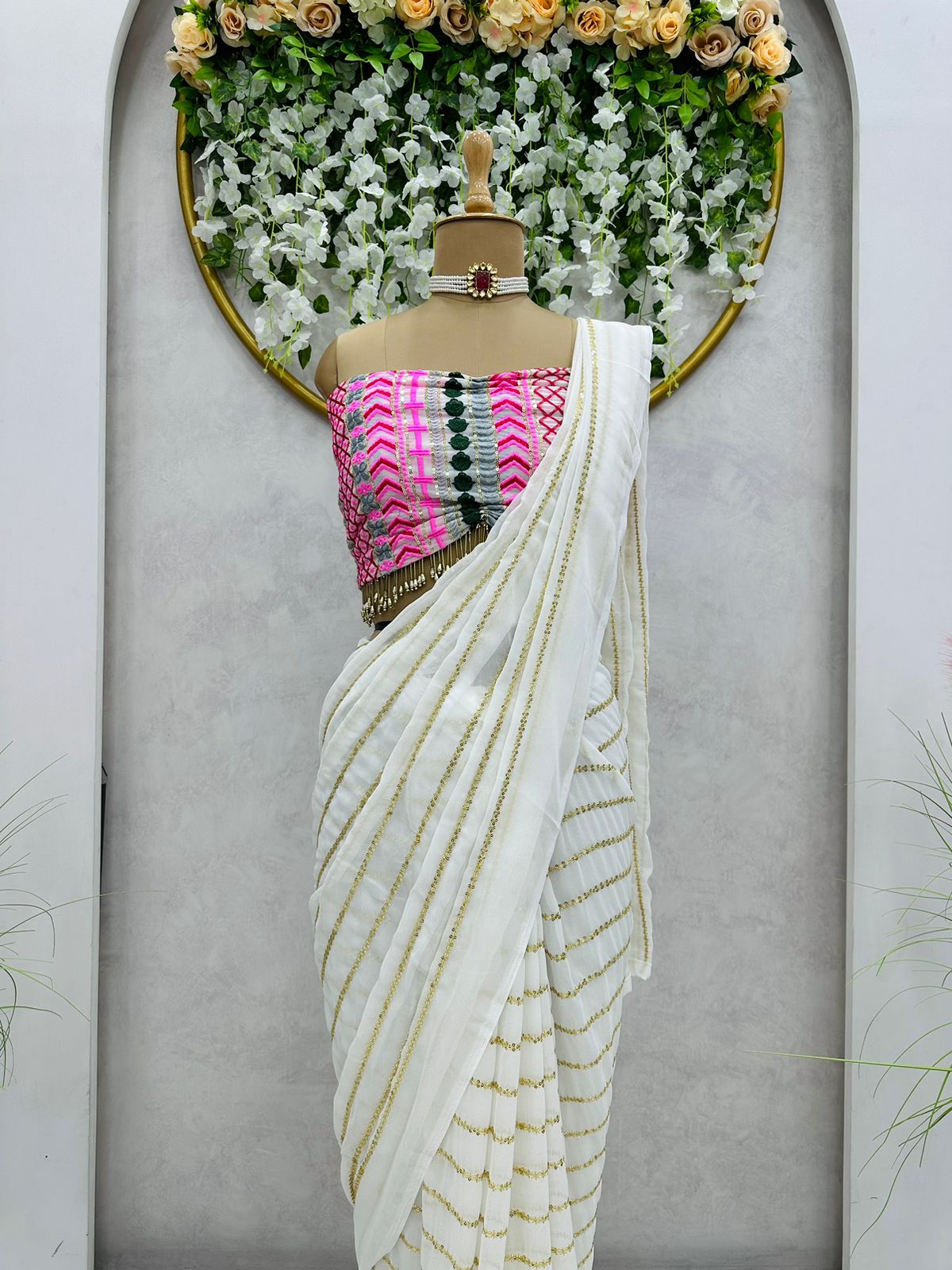 Solid/Plain Bollywood Faux Georgette   Saree