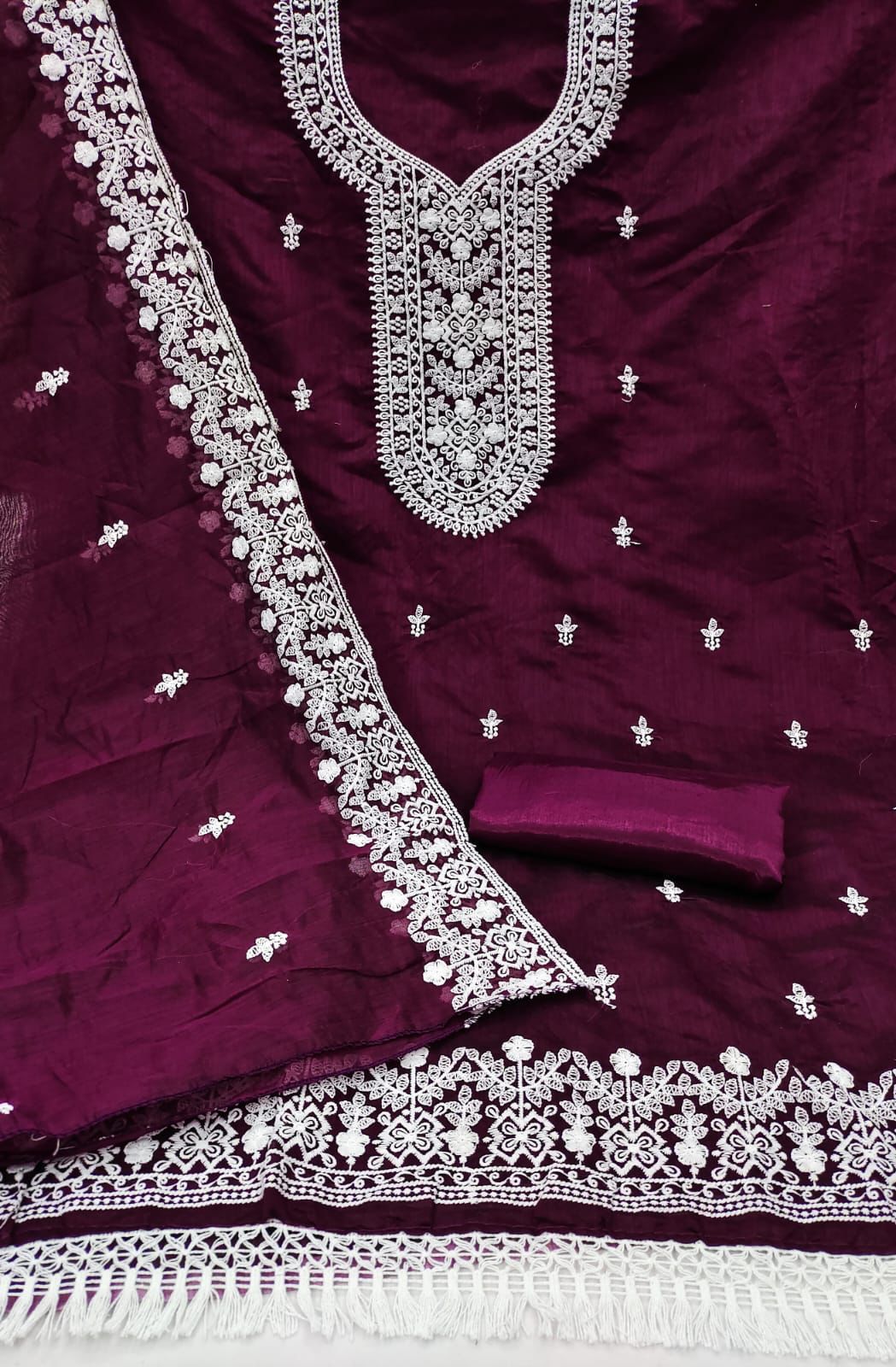 Lucknowi Embroidered Modal Dress Material