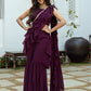 Purple Georgette Sharara Saree with Stitched Blouse