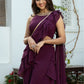 Purple Georgette Sharara Saree with Stitched Blouse