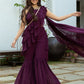 Purple Georgette Sharara Saree with Stitched Blouse