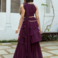 Purple Georgette Sharara Saree with Stitched Blouse