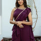 Purple Georgette Sharara Saree with Stitched Blouse