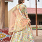 Beautiful Designer Embroidery Fantom Silk fabric with floral Position Printed lahengha
