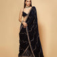 Peacock Blue Silk Velvet Leheriya Drape Sharara Set