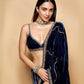 Peacock Blue Silk Velvet Leheriya Drape Sharara Set