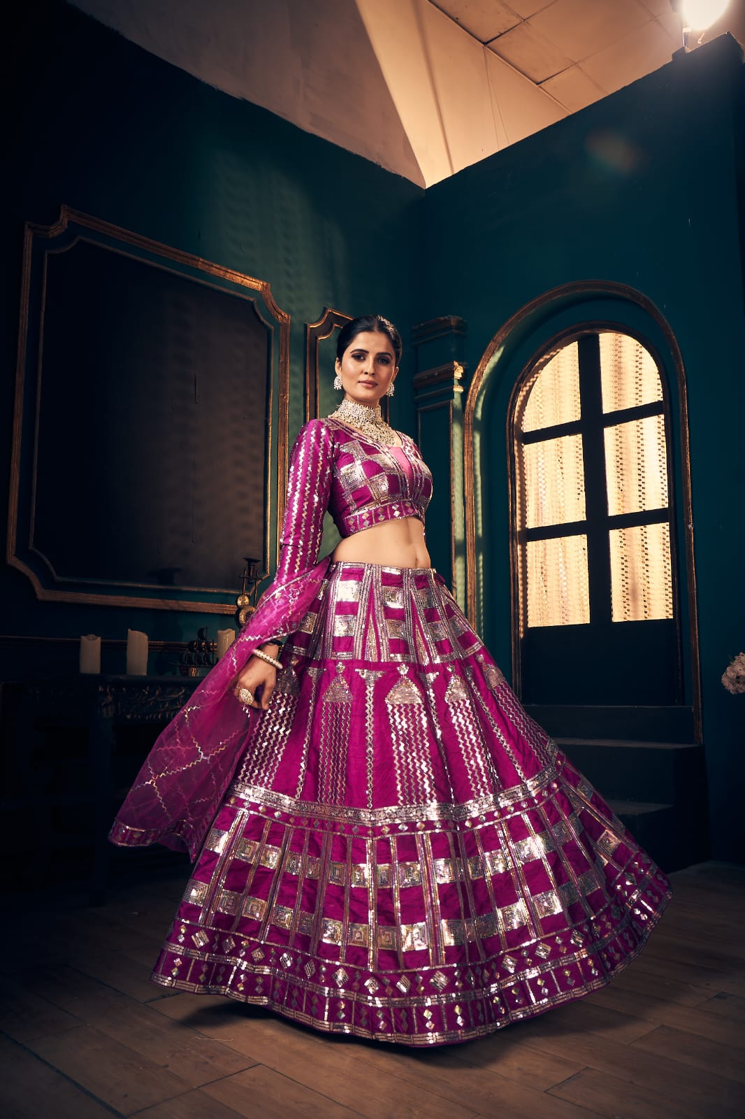 Latest Timo Silk lahengha-Choli