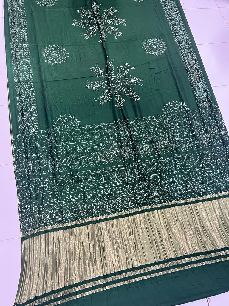 Modal Gajji silk material with hand table printed