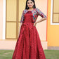 Maroon Digital Print Art Silk Salwar Stitched