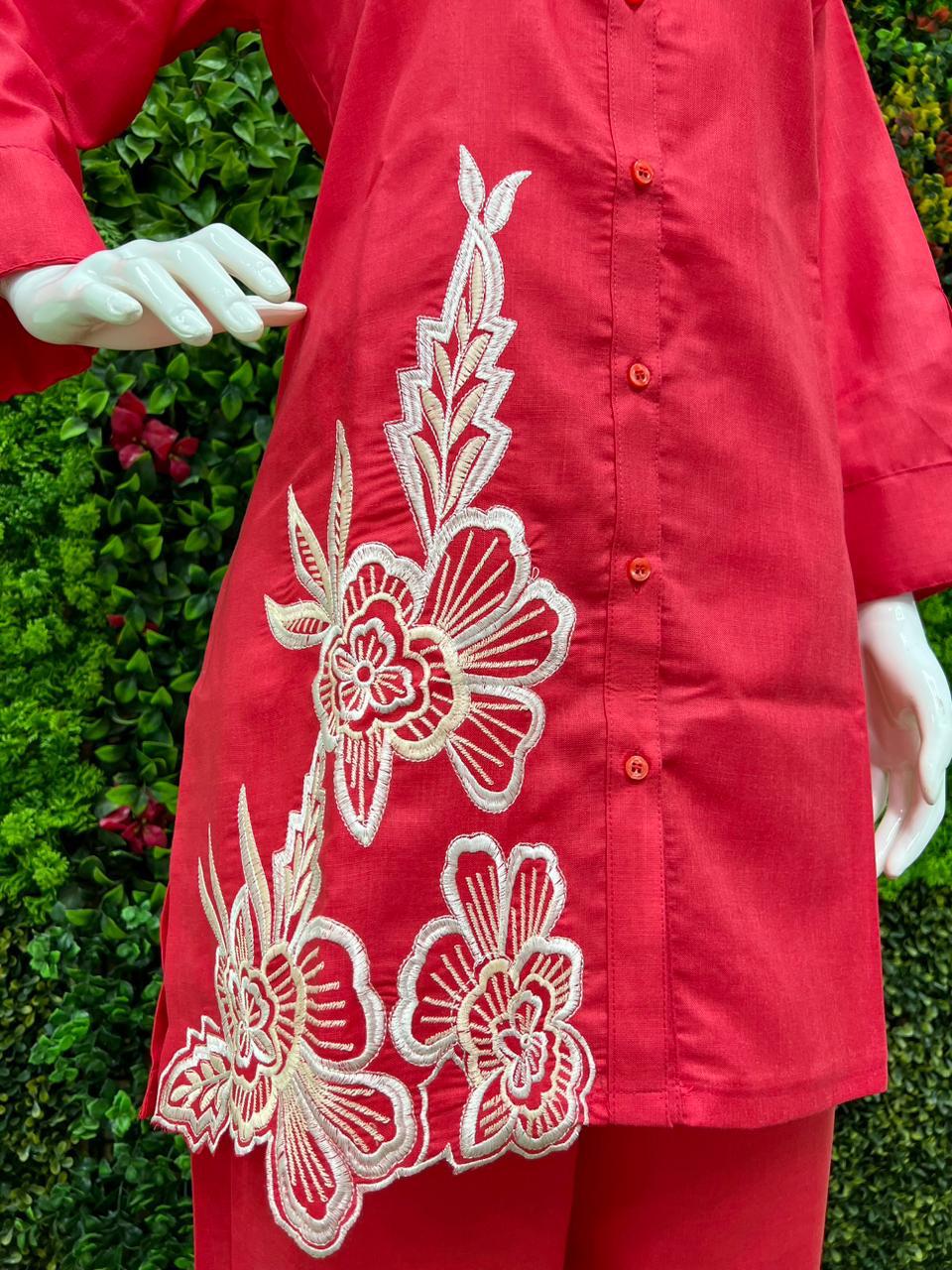 New Havy Cotton Embroidery Work Summer Cort Sets