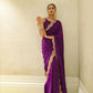 Hand Embroidered Chiffon Saree in Purple