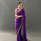 Hand Embroidered Chiffon Saree in Purple