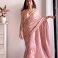 Peach georgette sequence work saree