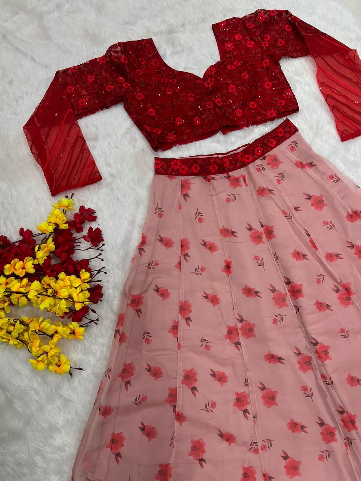Buy Dusty Pink Color Designer Tissue Lehenga Choli Online - LLCV01505 |  Andaaz Fashion