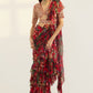 Red  Georgette Ruffle Saree