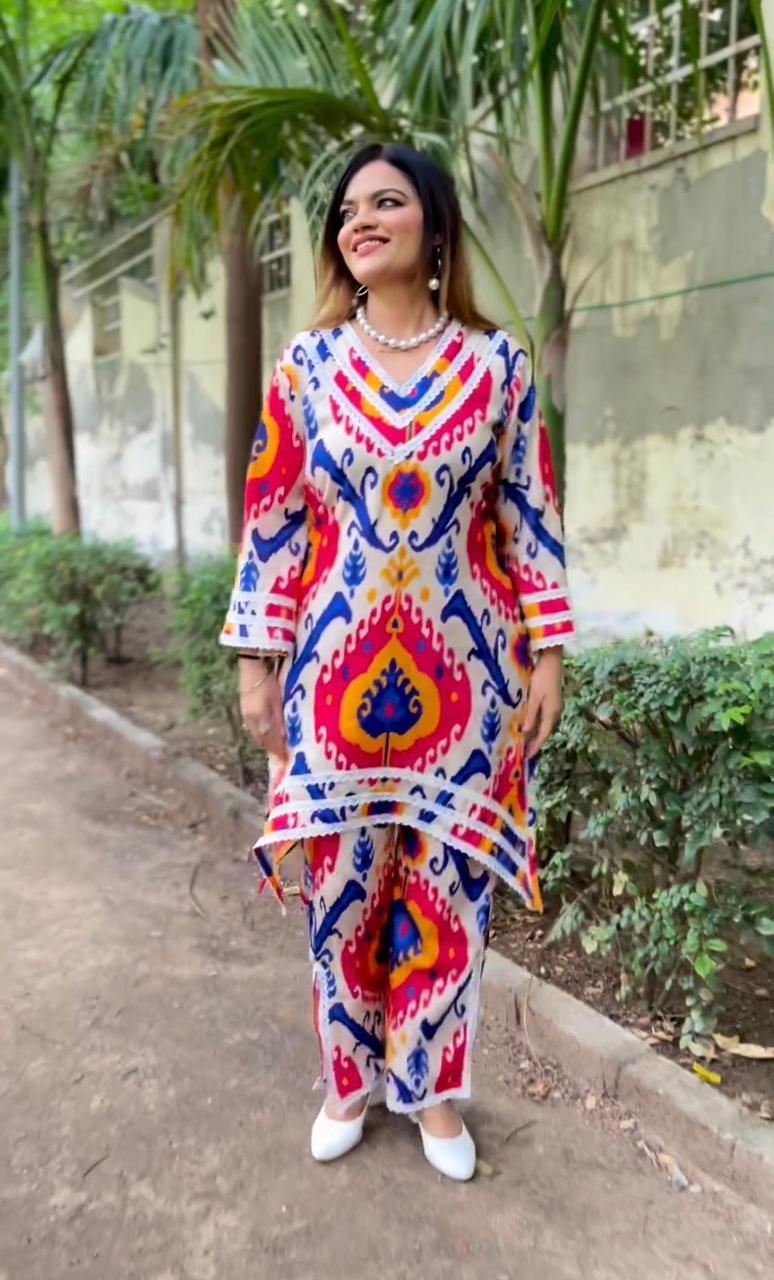 Midi dress with ikat print