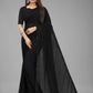 Black Chiffon Plain Saree With Moti Saree