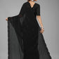 Black Chiffon Plain Saree With Moti Saree