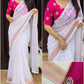 Daily Wear Peach Printed Work Georgette Saree