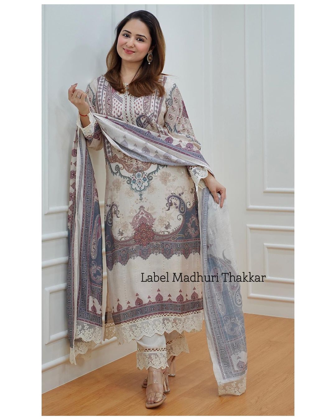 Ivory Digital Print Pakistani Suit