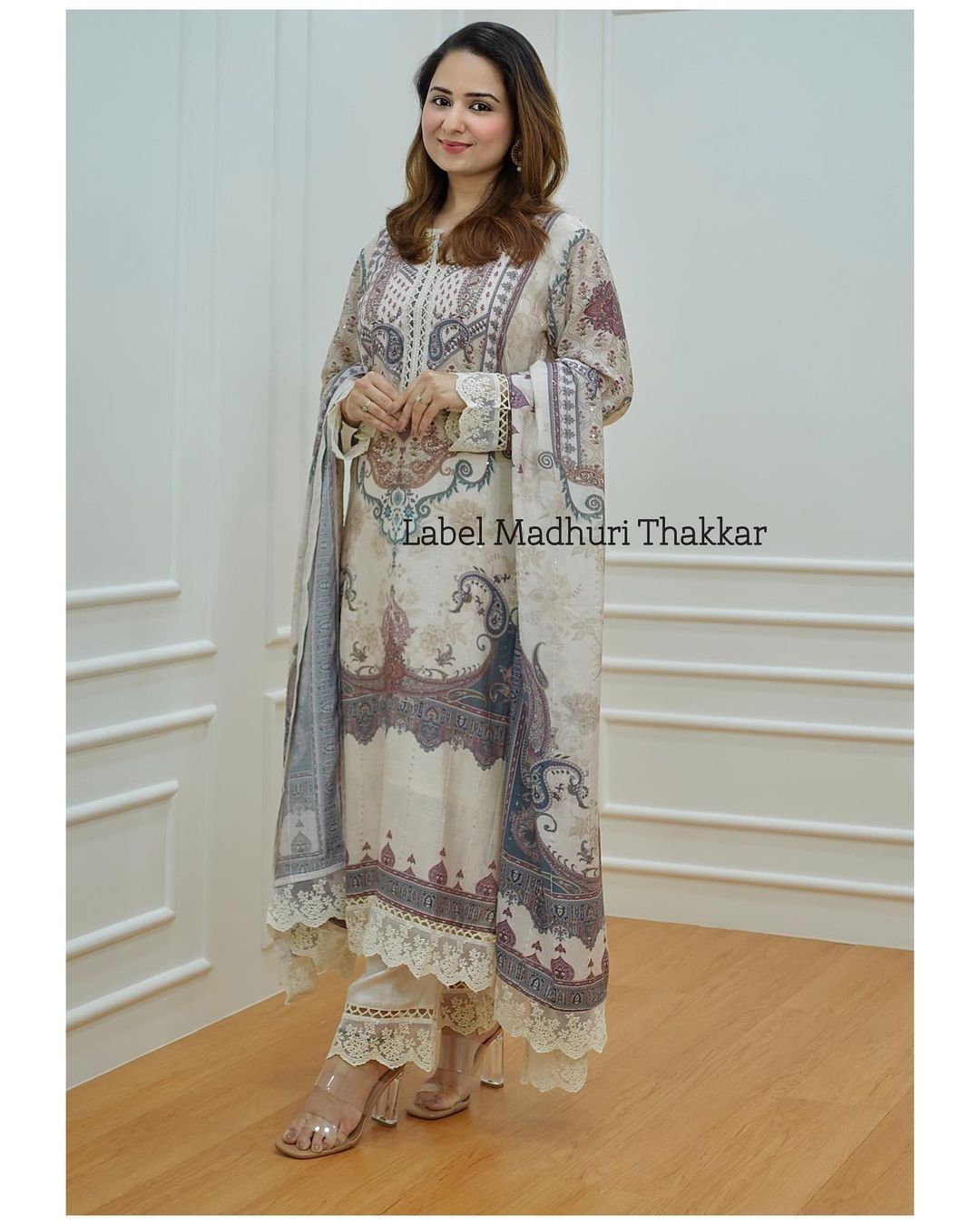 Ivory Digital Print Pakistani Suit