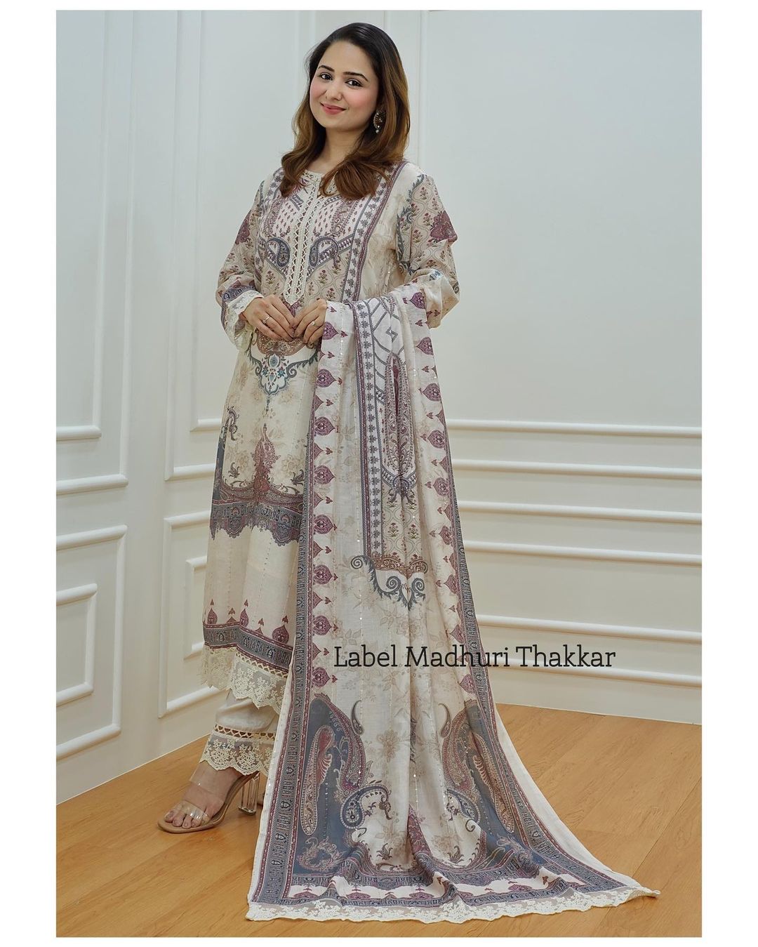 Ivory Digital Print Pakistani Suit